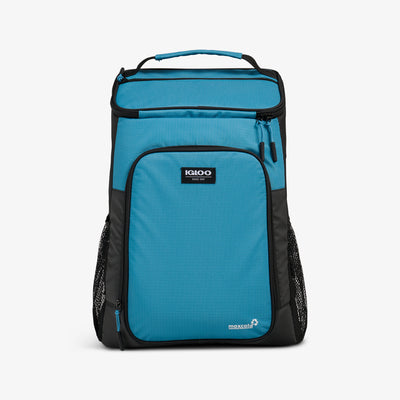 Front View | Latitude Top Grip 24-Can Backpack::Modern Blue::100% recycled polyester exterior 
