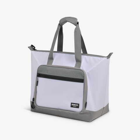 Angle View | Marine 30-Can Tote::::Touchscreen-compatible window  