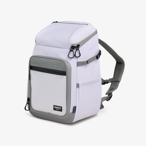 Angle View | Marine 30-Can Backpack::::Touchscreen-compatible window  