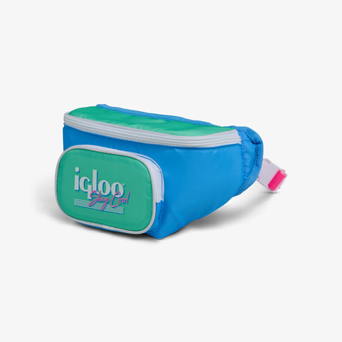 Angle View | Retro Fanny Pack::Carolina Blue::Adjustable waist strap