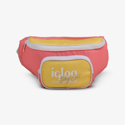 Front View | Retro Fanny Pack::Flamingo::Holds 3 cans