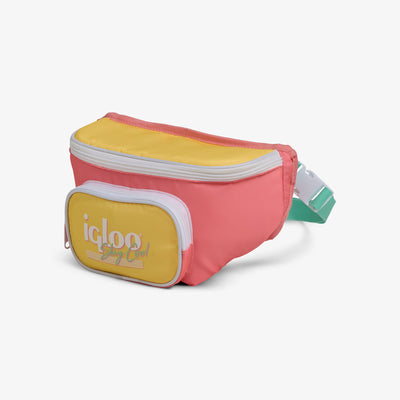 Angle View | Retro Fanny Pack::Flamingo::Adjustable waist strap