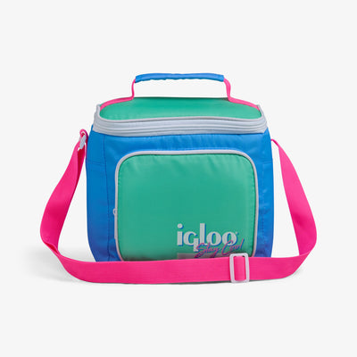 Front View | Retro Square Lunch Bag::Carolina Blue::Holds 9 cans