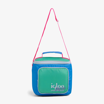 Strap View | Retro Square Lunch Bag::Carolina Blue::Adjustable shoulder strap