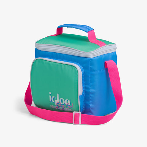Angle View | Retro Square Lunch Bag::Carolina Blue::