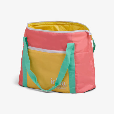Open View | Retro Packable Puffer 20-Can Cooler Bag::Flamingo::Made with recycled polyester 