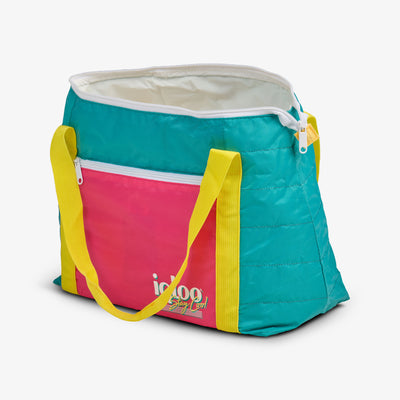 Open View | Retro Packable Puffer 20-Can Cooler Bag::Jade::Made with recycled polyester 
