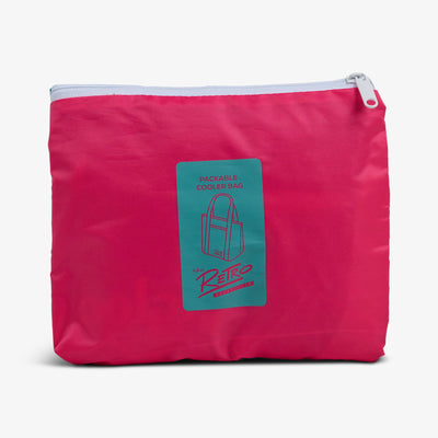 Packed View | Retro Packable Puffer 20-Can Cooler Bag::Jade::Included carabiner 
