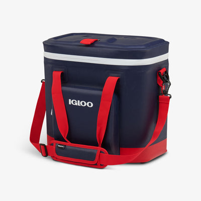 Angle View | Trailmate 30-Can Tote::Americana::Exterior zipper pocket