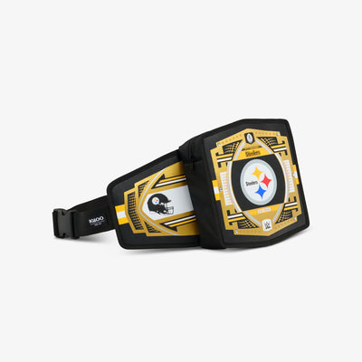 Angle View | NFL WWE Cooler Fanny Pack::Steelers::Spacious zipped compartment 