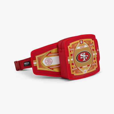 Angle View | NFL WWE Cooler Fanny Pack::49ers::Spacious zipped compartment 