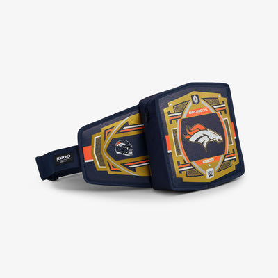 Angle View | NFL WWE Cooler Fanny Pack::Broncos::Spacious zipped compartment 