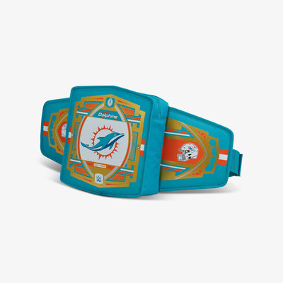 Angle View | NFL WWE Cooler Fanny Pack::Dolphins::Adjustable waist strap 