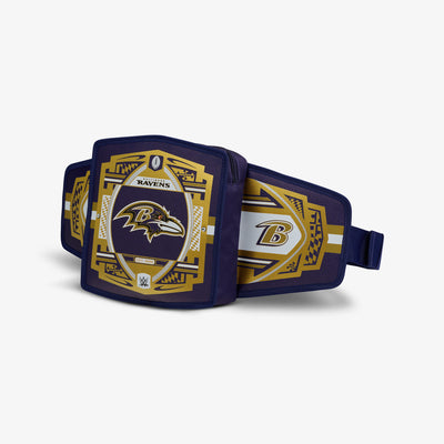 Angle View | NFL WWE Cooler Fanny Pack::Ravens::Adjustable waist strap 