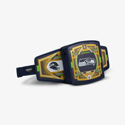 Angle View | NFL WWE Cooler Fanny Pack::Seahawks::Spacious zipped compartment 