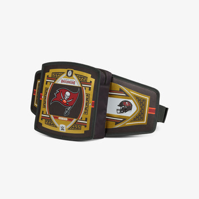 Angle View | NFL WWE Cooler Fanny Pack::Buccaneers::Adjustable waist strap 
