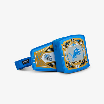 Angle View | NFL WWE Cooler Fanny Pack::Lions::Spacious zipped compartment 