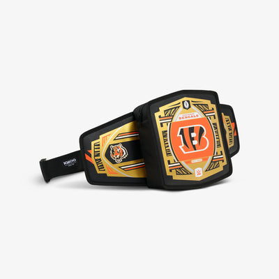 Angle View | NFL WWE Cooler Fanny Pack::Bengals::Spacious zipped compartment 