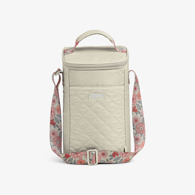Front View | Floral MaxCold® DUO Vertical Crossbody Cooler Bag::Linen::Exclusive floral print  