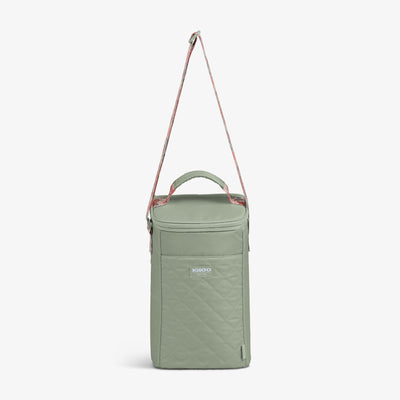 Strap View | Floral MaxCold® DUO Vertical Crossbody Cooler Bag::Sage::Adjustable strap
