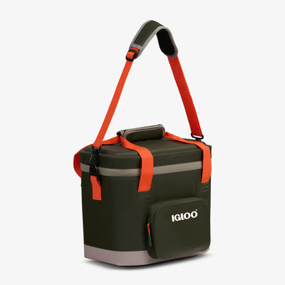 Strap View | Trailmate® 18-Can Cooler Bag::Sportsman::Smooth-glide, leak-resistant zippers