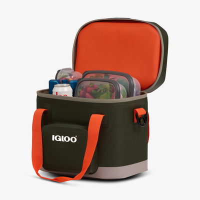 Packed View | Trailmate® 18-Can Cooler Bag::Sportsman::Easy-open lid