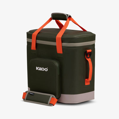 Igloo Trailmate 36 Series 66759 Backpack Cooler, 36 Cans Capacity, EVA/Polyester, Deep Oil Green/Safety Orange/Sandstone