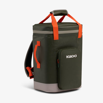 Angle View | Trailmate® 32-Can Backpack::Sportsman::Smooth-glide, leak-resistant zippers