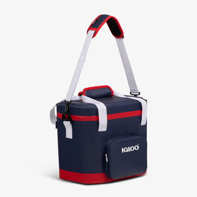 Strap View | Trailmate® 18-Can Cooler Bag::Americana::Smooth-glide, leak-resistant zippers