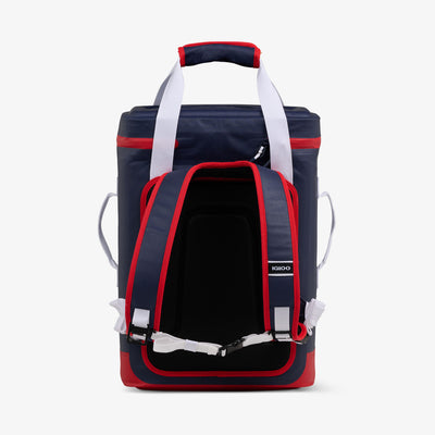 Back View | Trailmate® 32-Can Backpack::Americana::Built-in bottle opener