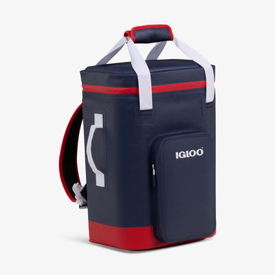 Angle View | Trailmate® 32-Can Backpack::Americana::Smooth-glide, leak-resistant zippers