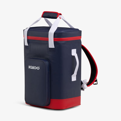 Angle View | Trailmate® 32-Can Backpack::Americana::Exterior zipper pocket