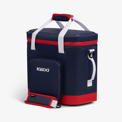 Angle View | Trailmate® 36-Can Cooler Bag::Americana::Smooth-glide, leak-resistant zippers