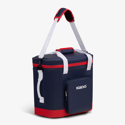 Strap View | Trailmate® 36-Can Cooler Bag::Americana::Exterior zipper pocket