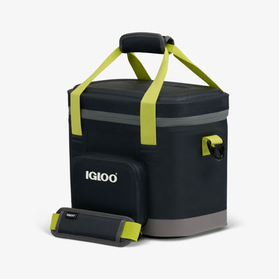 Angle View | Trailmate® 18-Can Cooler Bag::Jet Carbon::Exterior zipper pocket