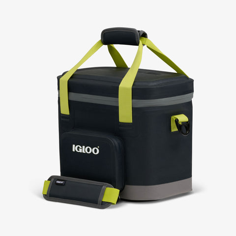 Angle View | Trailmate® 18-Can Cooler Bag::Jet Carbon::Exterior zipper pocket