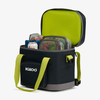 Packed View | Trailmate® 18-Can Cooler Bag::Jet Carbon::Easy-open lid