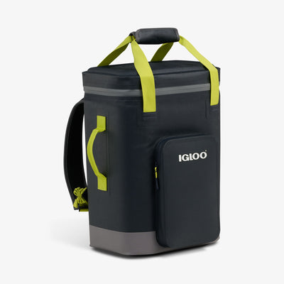 Angle View | Trailmate® 32-Can Backpack::Jet Carbon::Smooth-glide, leak-resistant zippers