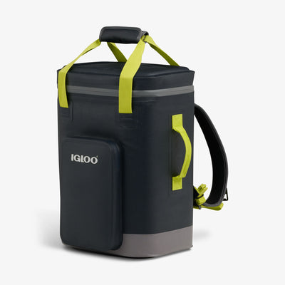 Angle View | Trailmate® 32-Can Backpack::Jet Carbon::Exterior zipper pocket