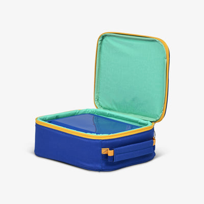 Open View | Kids Lunch Vertical Cooler Bundle (Bento Box + Ice Floor)::Electric Indigo::Insulated interior