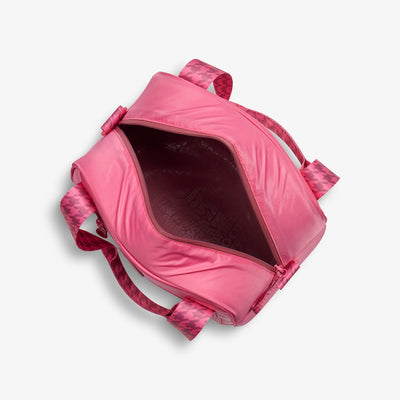 Interior View | Tag Along Too 12-Can Satchel Cooler::Thrift Pink::Fully insulated