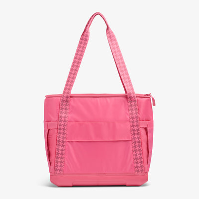 Back View | Tag Along Too 36-Can Tote Cooler::Thrift Pink::Trolley pass-through sleeve