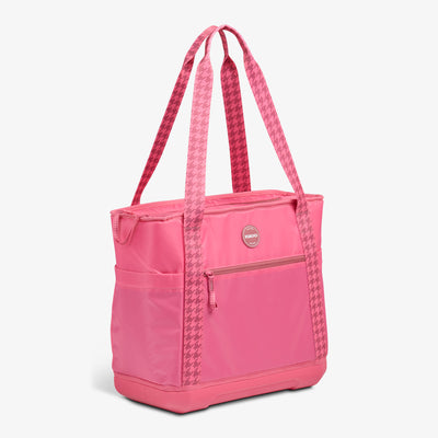 Angle View | Tag Along Too 36-Can Tote Cooler::Thrift Pink::Durable EVA base