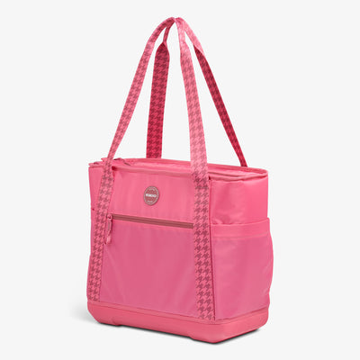 Angle View | Tag Along Too 36-Can Tote Cooler::Thrift Pink::Durable EVA base