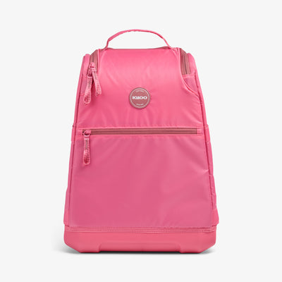 Front View | Tag Along Too 30-Can Backpack::Thrift Pink::Fits wine bottles