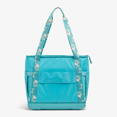 Back View | Tag Along Too 36-Can Tote Cooler::Lagoon Teal::Trolley pass-through sleeve