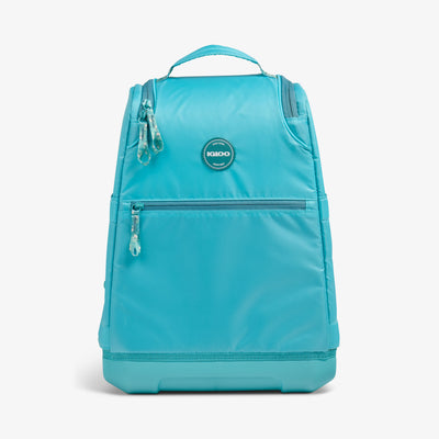Front View | Tag Along Too 30-Can Backpack::Lagoon Teal::Fits wine bottles