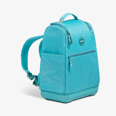 Angle View | Tag Along Too 30-Can Backpack::Lagoon Teal::Storage pockets