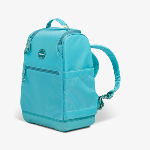 Angle View | Tag Along Too 30-Can Backpack::Lagoon Teal::Durable EVA base