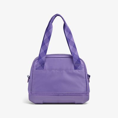Back View | Tag Along Too 12-Can Satchel Cooler::Dusted Grape::Durable EVA base